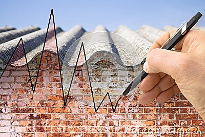 Hand drawing a graph about issues relating asbestos Stock Photo