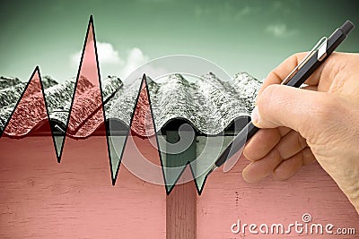 Hand drawing a graph about issues relating asbestos Stock Photo