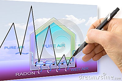 Hand drawing a graph about radon issue Stock Photo