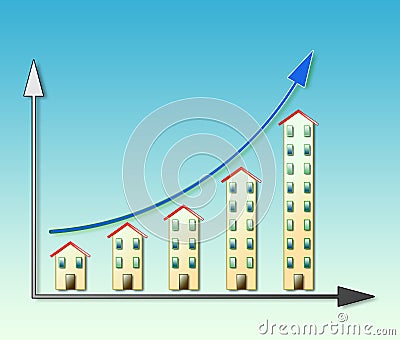 Hand drawing a graph about real estate market trends - concept image Stock Photo