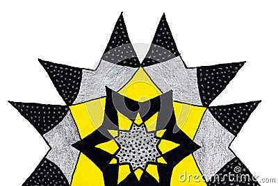 A hand drawing of a half star pattern. Stock Photo