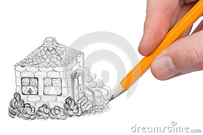 Hand drawing house Stock Photo