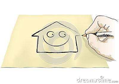 Hand drawing house Vector Illustration