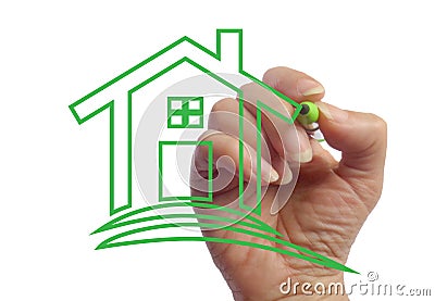 Hand drawing a house photo image Cartoon Illustration