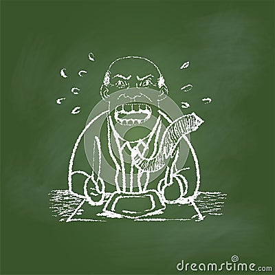 Hand drawing Hungry man on Green board -Vector illustration Vector Illustration