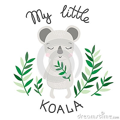 Hand drawing illustration of sweet koala vector Cartoon Illustration