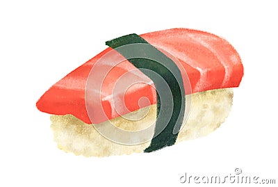 Hand drawing Japanese food toro blue fin tuna sushi nigiri Stock Photo