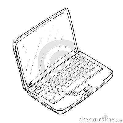 Hand drawing laptop Vector Illustration