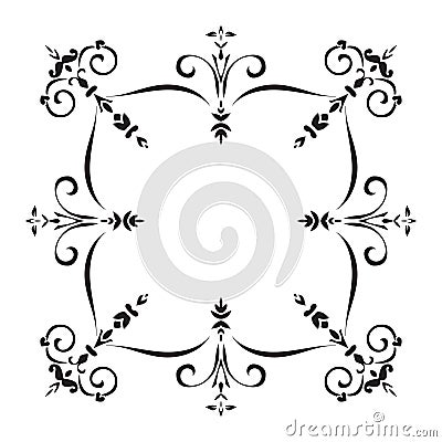 Hand drawing pattern for tile in black and white colors. Italian majolica style Cartoon Illustration