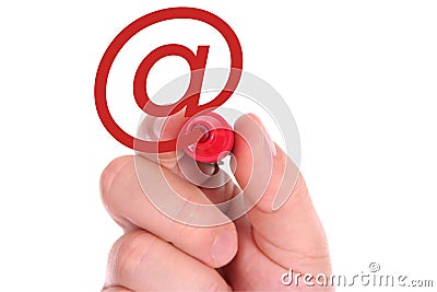 Hand drawing red email symbol Stock Photo