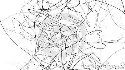 Hand drawing scrawl sketch. Abstract scribble, chaos doodle lines isolated on white background. Abstract illustration Cartoon Illustration