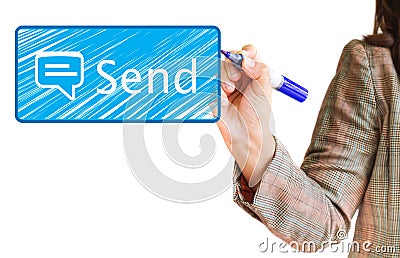 Hand drawing send button Stock Photo