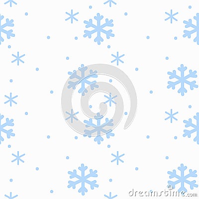 Hand drawing sign snowflakes blue on white background seamless pattern isolated. Winter background Stock Photo