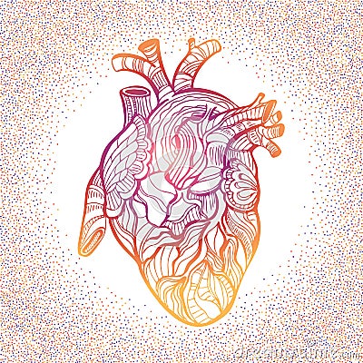 Hand drawing sketch anatomical heart. Doodle zentangle vector illustration Vector Illustration