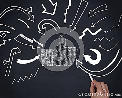 Hand drawing social network logo with a chalk Editorial Stock Photo