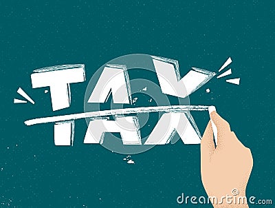 Hand drawing straight line over tax text on blackboard Vector Illustration
