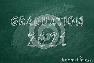 Graduation 2021. Lettering in a school greenboard Stock Photo