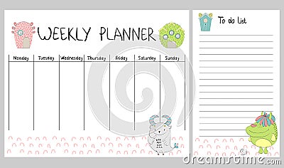 Vector weekly planner Vector Illustration