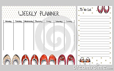 Vector weekly planner Vector Illustration