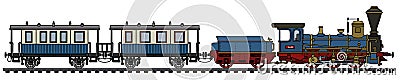 Vintage blue steam train Vector Illustration