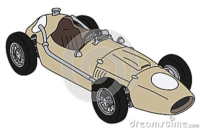 The retro cream racecar Vector Illustration