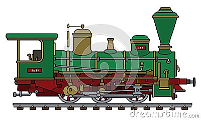 Vintage green steam locomotive Vector Illustration
