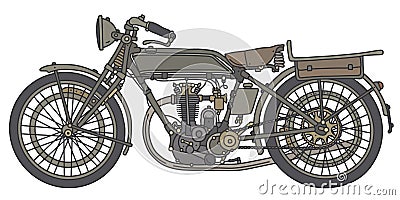 The vintage khaki military motorcycle Vector Illustration