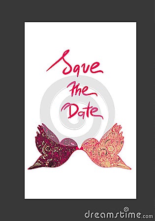 Hand drawing zentangle. Decorative, abstract . Save the date. Vector Illustration