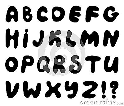 Cute doodle alphabet. Funny rounds letters. Vector Illustration