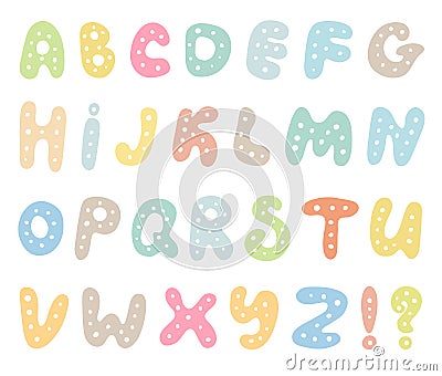 Cute doodle alphabet. Funny rounds letters. Vector Illustration