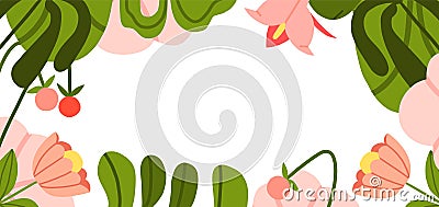 Hand drawn abstract graphic clip art illustration vector background banner of composition with abstract boho garden Vector Illustration