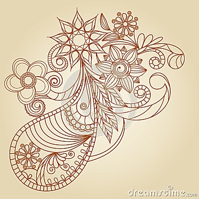 Hand-Drawn Abstract Henna Mehndi Vector Illustration