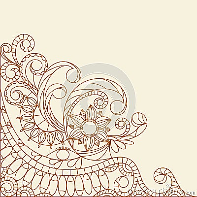 Hand-Drawn Abstract Henna Mehndi Vector Illustration