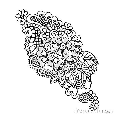 Hand-Drawn Abstract Henna Mehndi Flower Ornament Vector Illustration