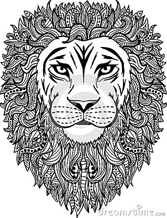 Hand drawn abstract lion illustration Vector Illustration