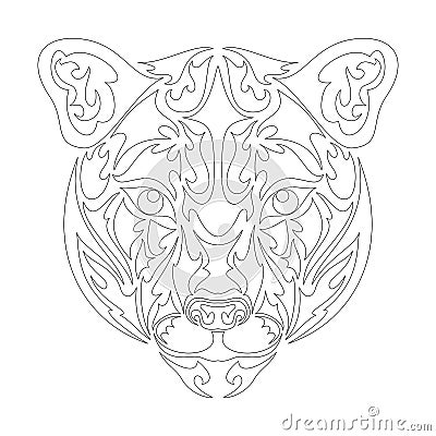 Hand drawn abstract portrait of a puma. Vector stylized illustration for tattoo, logo, wall decor, T-shirt print design or outwear Vector Illustration