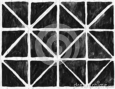 Hand drawn abstract regular ink triangles on a paper Stock Photo