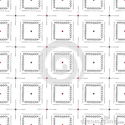 Hand drawn abstract seamless pattern. Geometrical minimalistic background in Scandinavian style. Elegant texture for Vector Illustration