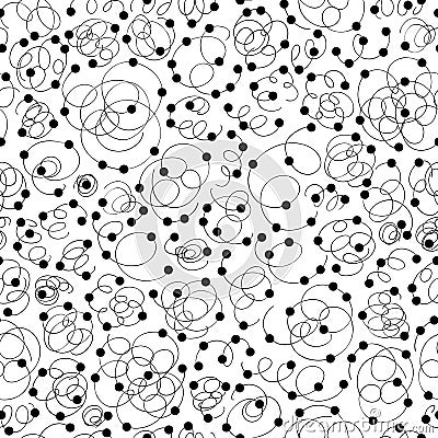 Hand drawn abstract seamless pattern in memphis style. Vector swirls background. Vector Illustration