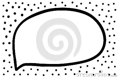 Hand drawn abstract speech bubble black white dots Cartoon Illustration