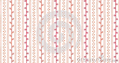 Hand drawn abstract spring branch texture. Seamless sketch vector pattern. Twigs lines and zigzags with circles on white Vector Illustration