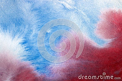 Hand drawn abstract watercolor background, original waldorf wet painting. Lesson for beginners, artist, student, pupil. First step Stock Photo