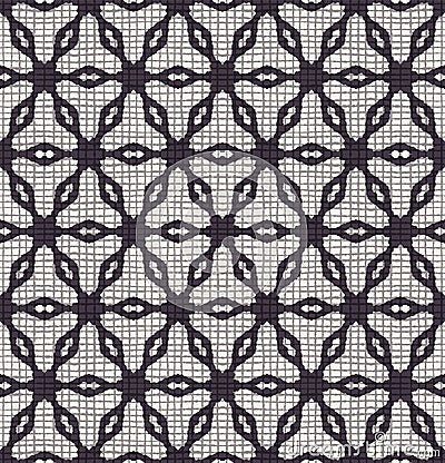 Hand drawn abstract winter snowflakes pattern. Stylish crystal stars grid background. Elegant black white holiday all over print. Cartoon Illustration