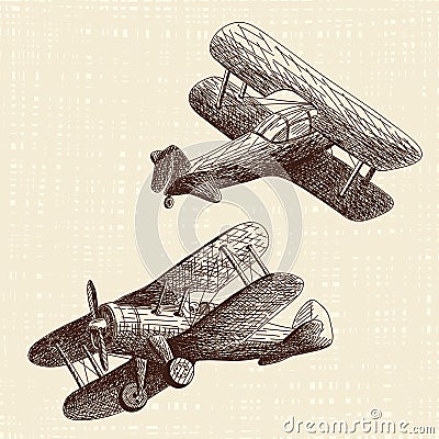 Hand drawn airplanes set Vector Illustration