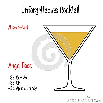 Angel face alcoholic cocktail vector illustration recipe isolated Vector Illustration