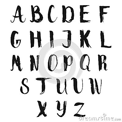 Hand drawn alphabet. Black vector letters Vector Illustration