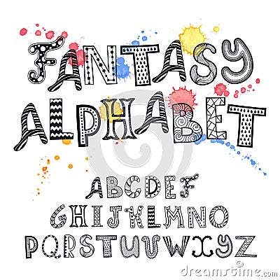 Hand drawn alphabet Vector Illustration