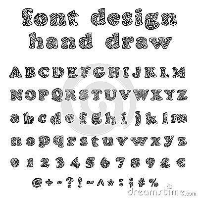 Hand drawn alphabet. Handwritten font Vector Illustration