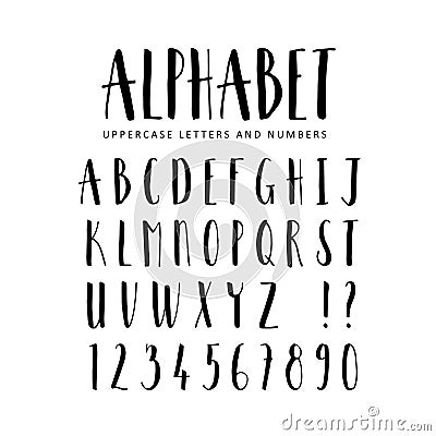 Hand drawn alphabet. Sans Serif brush font. Vector Illustration