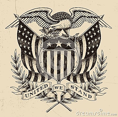 Hand Drawn American Eagle Linework Vector Illustration